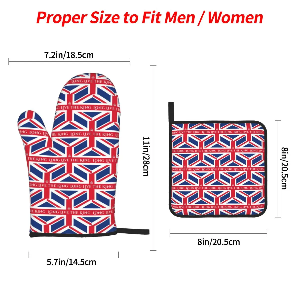 Union Jack Flag Of The UK United Kingdom British Oven Mitts and Pot Holder for Baking Cooking Resistant Non-Slip Gloves