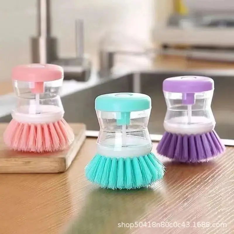 

Multifunctional Cleaning Brush Press-Type Pot Scrubber Kitchen Dishwashing Brush-Dispensing Pot Cleaning Magic Small Bris
