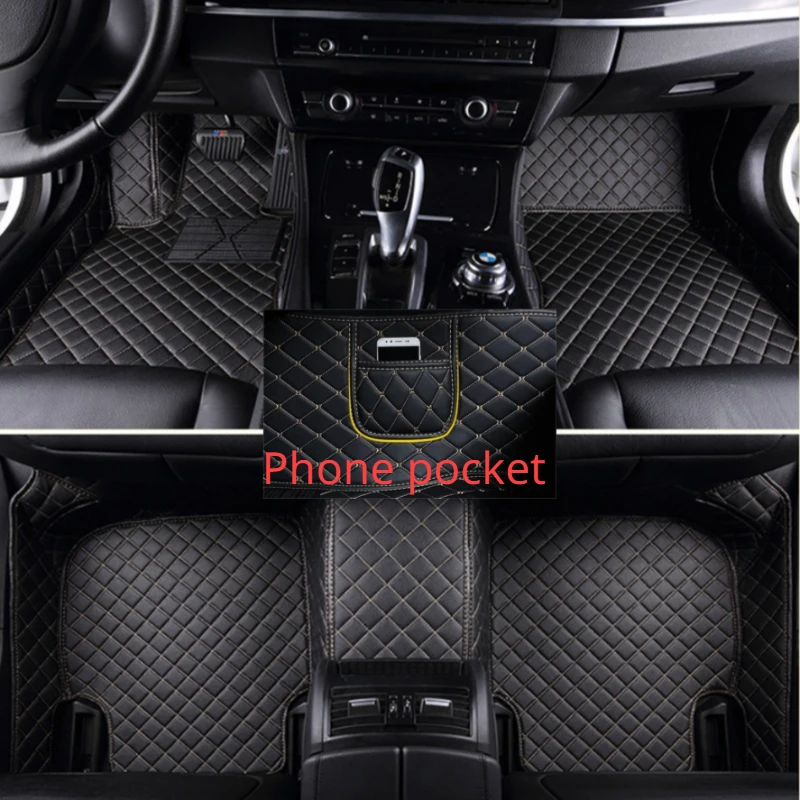 Custom Car Floor Mats for Volkswagen Vw EOS 2005-2016 Years Phone Pocket Carpet Interior Car Accessories