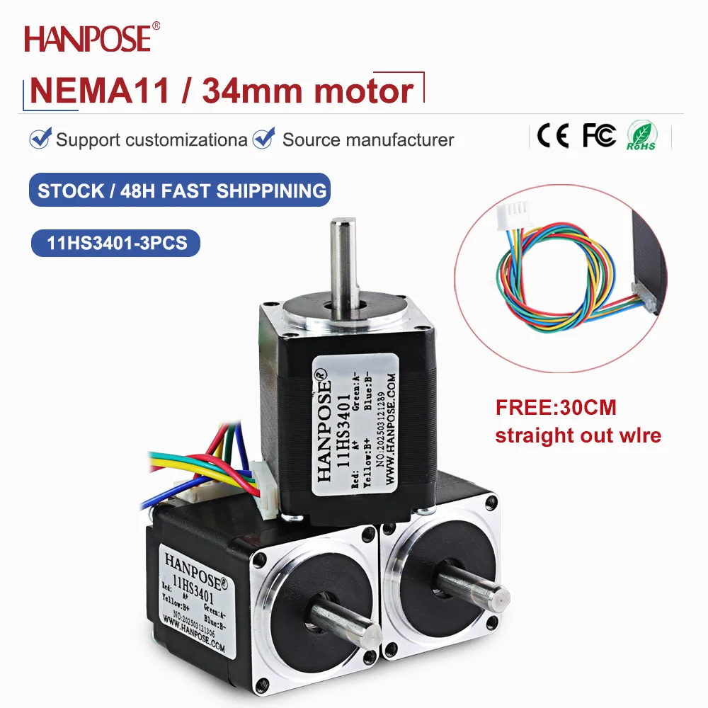 

Miniature Stepper Motor NEMA11 3PCS 11HS3410 0.1N. m 0.8A 3D Printing Accessories Motor Manufacturer Direct Sales in Stock