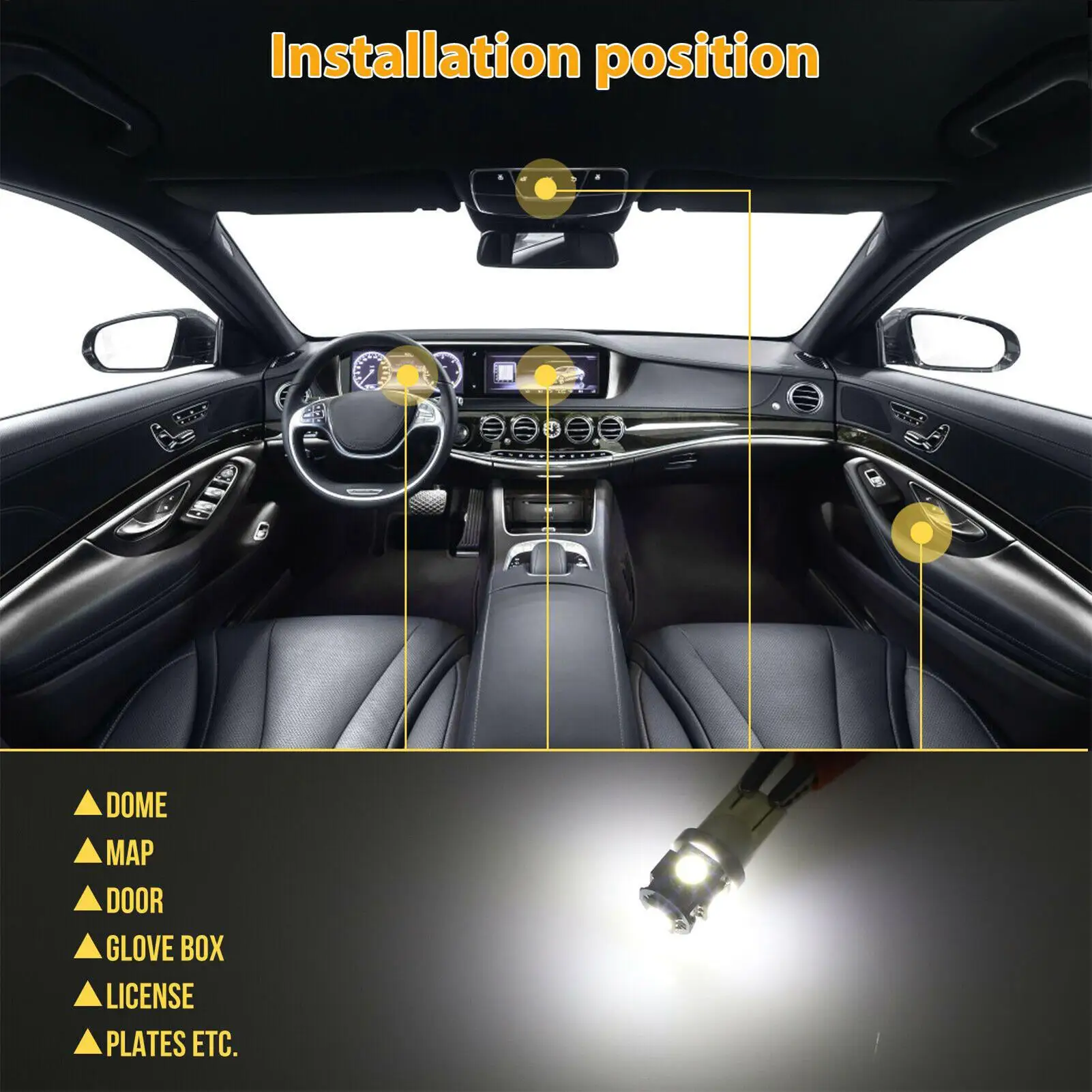 

Car LED Lights Interior High-Brightness Car Map Lights Plug-and-Play Installation LED Reading Lighting Automotive Interior