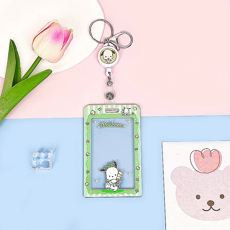 Sanrios Card Bag Cute Anime Figure Cinnamoroll Kuromi Id Bus Card Storage Case Holder Melody Pochacco Students Card Sleeve Gift