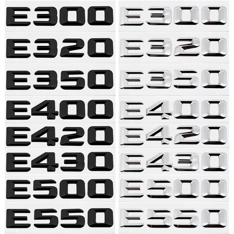 Car Rear Trunk Number Letter Sticker Tail Box Emblem Badge for Mercedes Benz E Class E300 E320 E350 E400 E420 E430 E500 E550