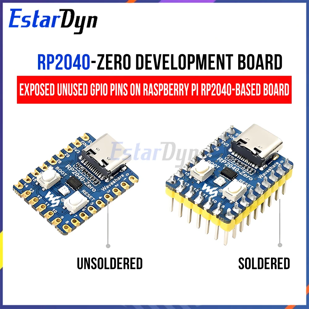 RP2040-Zero Pico-Compatible Dev Board, Dual Core M0+ 133MHz 2MB Flash, USB-C Type-C Interface for IoT MicroPython