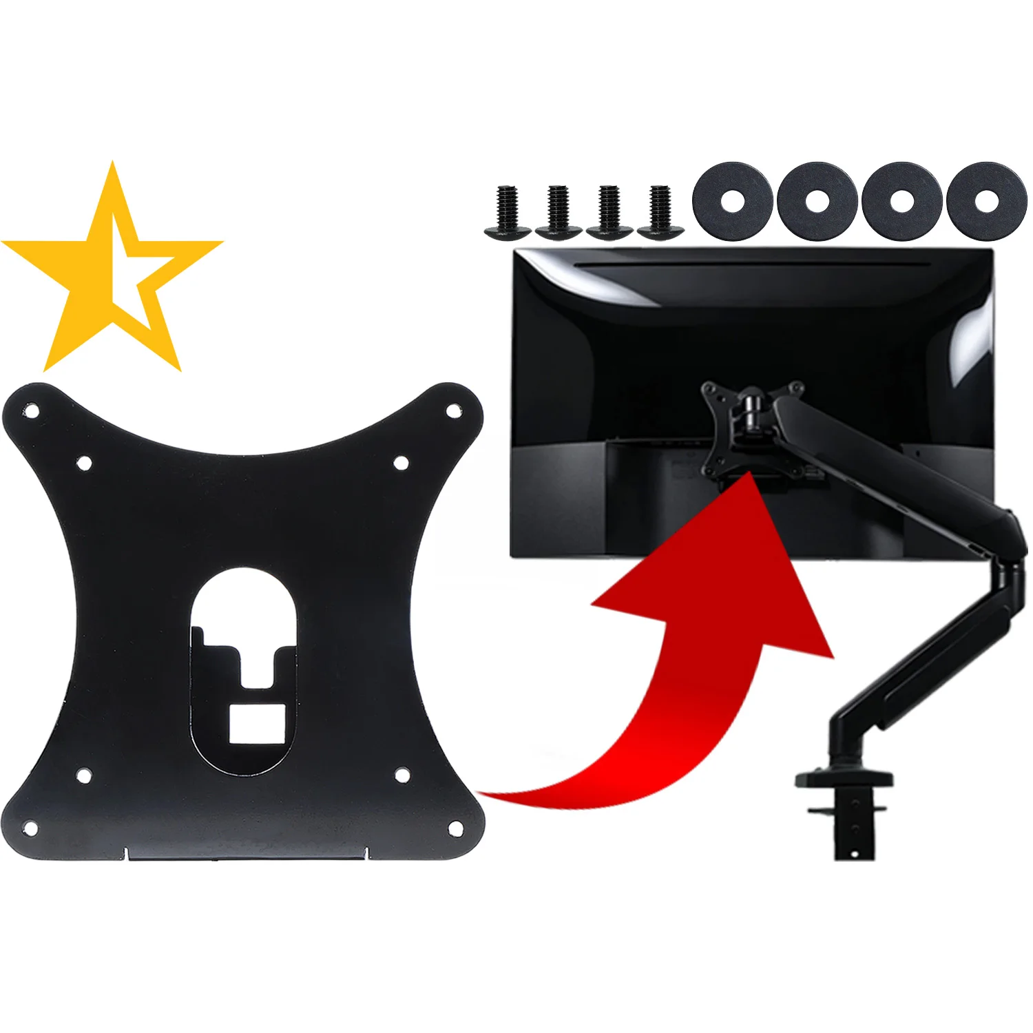 VESA Wall Mount Adapter for Dell S2216HV S2317HJ SE2416H SE2716H S2817Q Monitor Bracket Mounts to 75*75 & 100*100 Stand / Arms