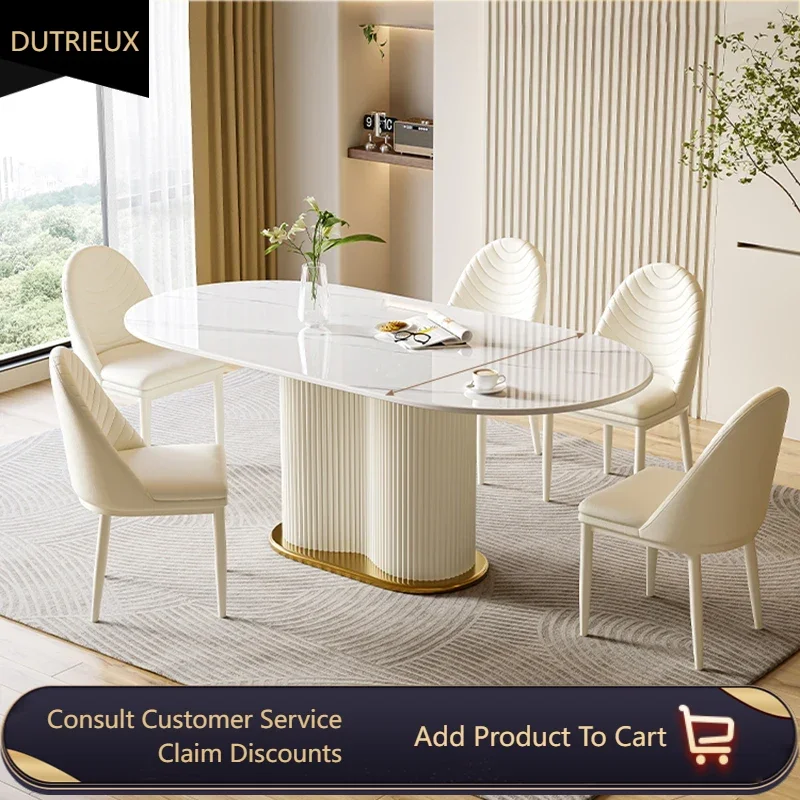 

High Luxury Dining Table Modern Event Event Oval Dinner Coffee Table Center White Nordic Mesas De Jantar Home Furniture