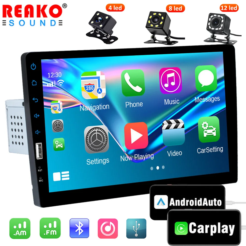 

REAKOSOUND 1 Din MP5 Car Radio Multimedia Player 9'' Inch Mirror Link Carplay Android Auto Bluetooth FM Autoradio Touch Screen