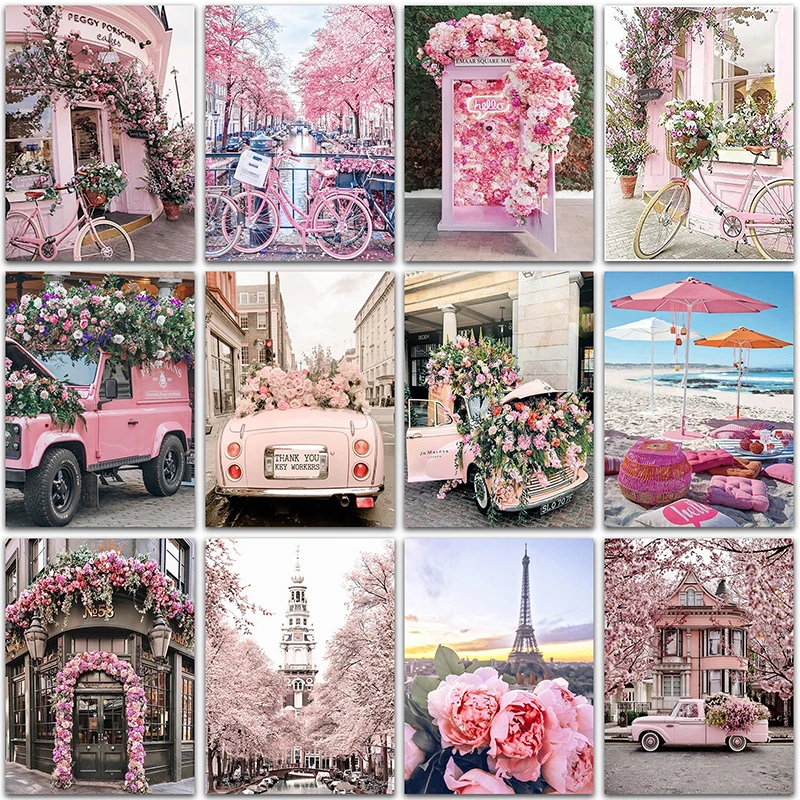 5D DIY Diamond Painting landscape flower car eiffel tower beach Home Decoration Full Square&Round mosaic embroidery Cross stitch