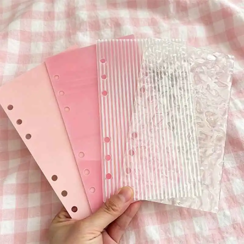 Acrylic A6 Notebook Cover Hard DIY Photo Album Notebook Loose Leaf Binder Cover Transparent/Water Ripple Binder Notebook Shell