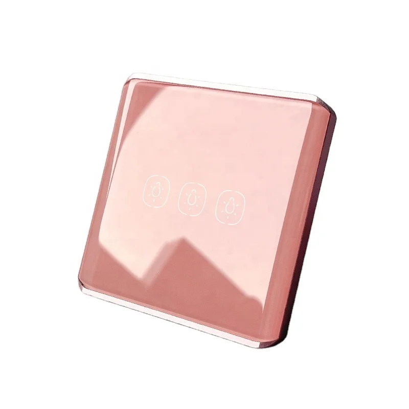 Chambre d'enfant Smart Life pour Zigbee 3.0 16A interrupteur d'éclairage mural 3 gangs avec panneau de verre et icône/logo