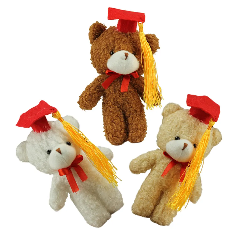 3Pcs Graduation Bear Keychain Set Mini Doctoral Keyring Soft Stuffed Animal Pendant for Backpack Handbag Keys