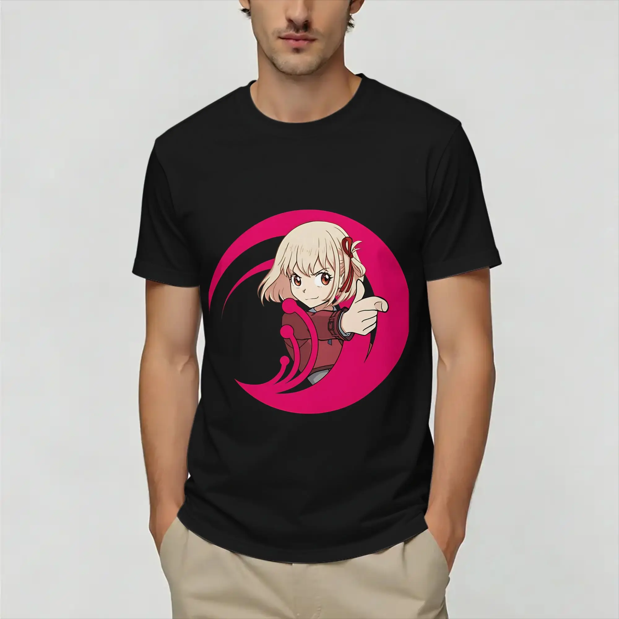 Men's T-Shirts Lycoris Recoils  Fashion Cotton Tees Short Sleeve  T Shirt Crewneck Clothing Summer