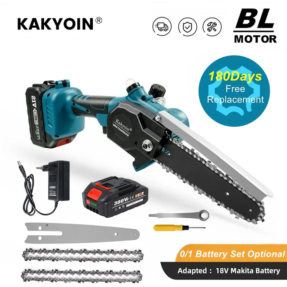 

2000W 6 Inch Brushless Electric Saw Handheld Cordless Garden Logging Chainsaw for Makita 18V Battery Woodworking Cutting Tool