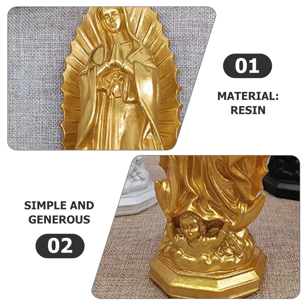 

Resin Virgin Mary Statue Craft Sculpture Desktop Decoration Catholicism Ornament Mary Statue