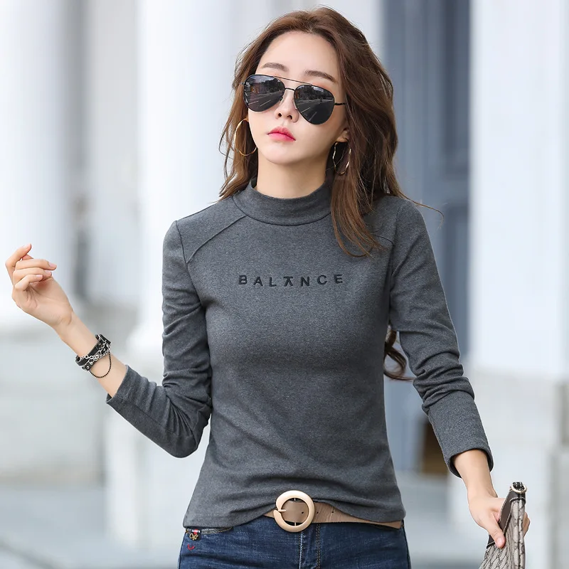 HI-FASHION Women Long Sleeve Cotton Autumn Shirt Spring Korean Female Tops Tees Casual Plus Size Loose Patchwork Woman Blouse