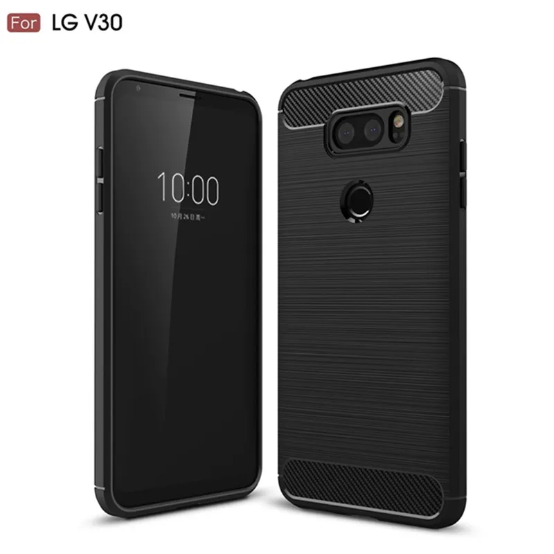 

Shockproof Case For LG V30 Silicone Brushed Cases Soft Phone Cover for lg v30 lgv30 Carbon Fiber Case