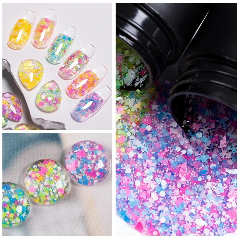 PUENTE Colorful Star Sequins Gel Nail Polish 5ML Semi Permanent Varnish Hybrid Soak Off UV Nail Gel For Manicure