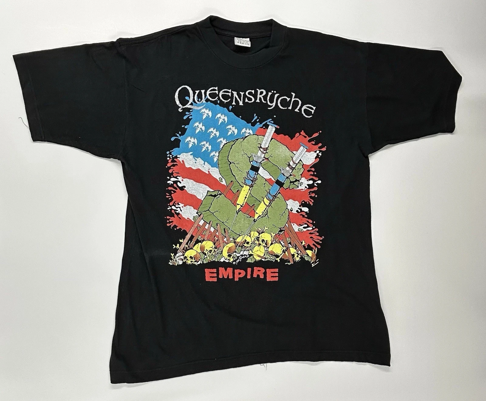 Camiseta Queensryche Band 1991 European Building Empires World Tour, camiseta con estampado Vintage, camiseta conmemorativa, regalo para fanáticos