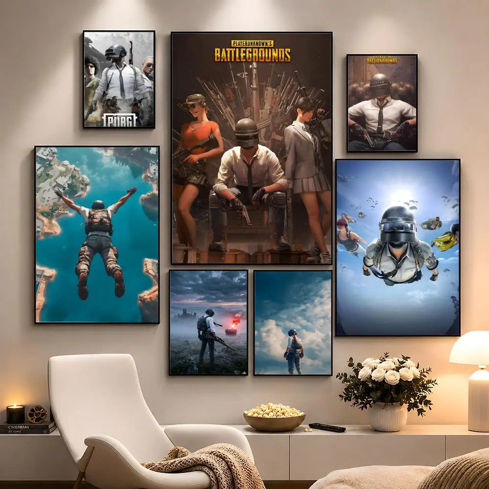 Game PUBG Battlegrounds Battle Royale Poster Peel And Stick Wall Art PP Waterproof HD Bedroom Living Room Home Decor Gift