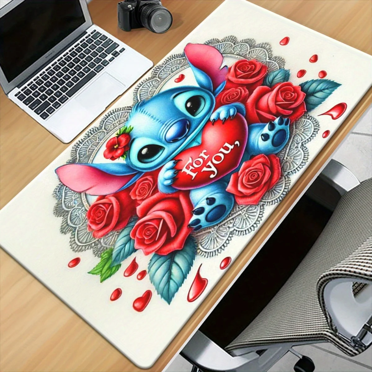 Authentic Disney Mouse Pad 1pc Stitch & Friends for You" Large Gaming and Office Desk Mat - Non-Slip Rubber Base, Versatile XXL