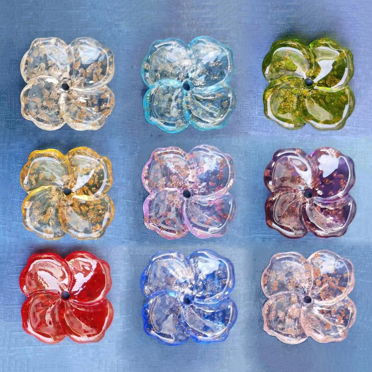 5pcs 20mm Foil Flower Handmade Lampwork Crystal Glass Loose Beads For Jewelry Making DIY Crafts Findings