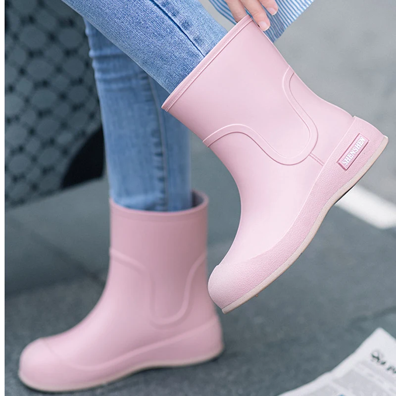 Rain Boots Women Slip Non Shoes Thick Outdoor Garden Work Shoes Durable Outdoor Rubber Ankle Boots Footwear Men Summe Waterproof