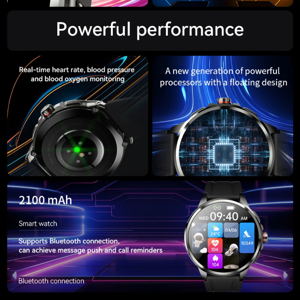 2100mAh الدورية كاميرا 4G مكالمة فيديو الساعات الذكية الرجال معدل ضربات القلب الأكسجين في الدم الصحة GPS واي فاي الرياضة مقاوم للماء Smartwatch NFC
