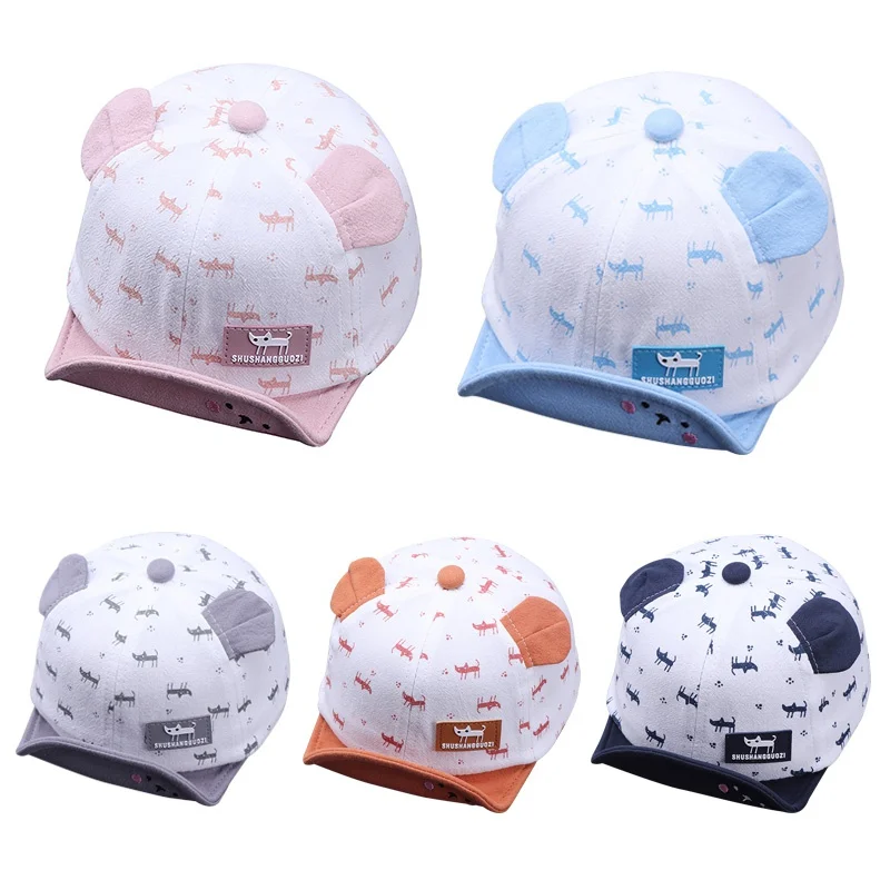 Cute Cartoon Cat Print Baby Girl Boy Hat Kids Baseball Cap Spring Summer Children Sun Hats Toddler Peaked Caps 0-3Years