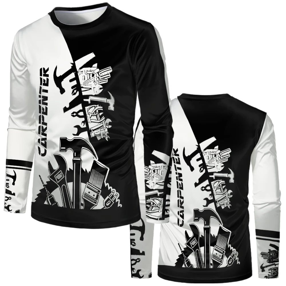 

Men's T Shirt 3D Print Style Work Uniform Casual O-neck Long Sleeve T-shirts Fashion Trend Loose Tops Autumn Street y2k Clothes