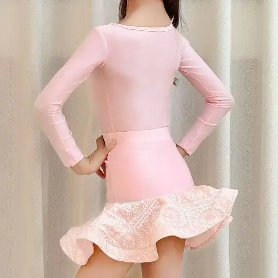 

Latindance costume for girls New autumnwinter style longsleeved Latin dance practice suit for children suitable for performances