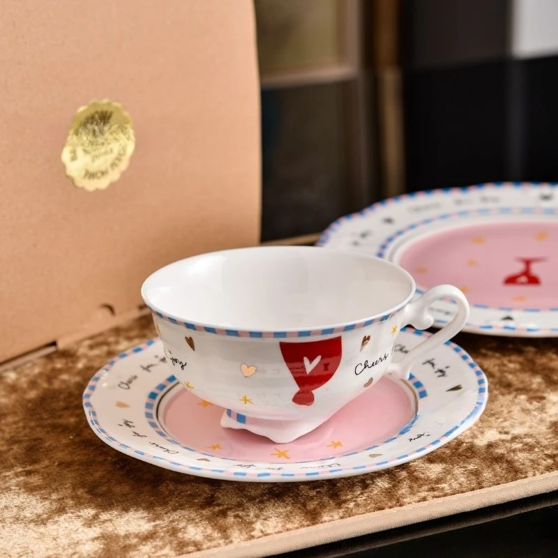 Creative pattern afternoon tea coffee cup saucer snack plate gift
