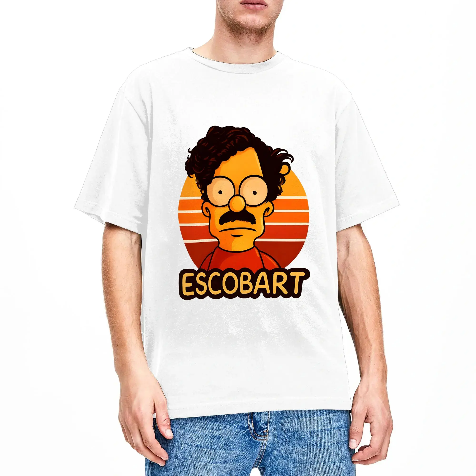 Pablo Escobar bart simpson T Shirts  Cotton Top Tees Beach Streetwear Short-Sleeved T-Shirt Crewneck Hip Hop Pattern Tee Shirt