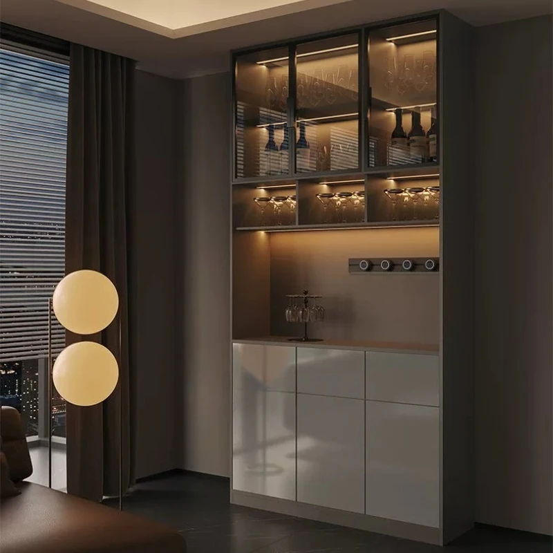 Light luxury Italian dining side wine cabinet modern simple living room storage locker drawers glass display cabinets furniture view 4