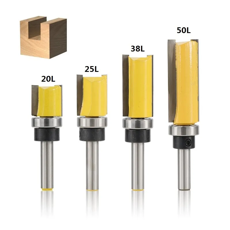 XCAN 1pc 8mm Shank Flush Trim Template Router Bit Straight Slot Milling Cutter Carbide End Mill Woodworking Router Bits