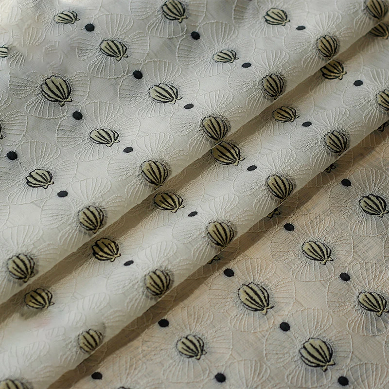 

Shell Print Yarn Dyed Embossed Jacquard Fabric Soft Spring Summer Dress Shirt Diy Sewing Fabric 50cmx140cm