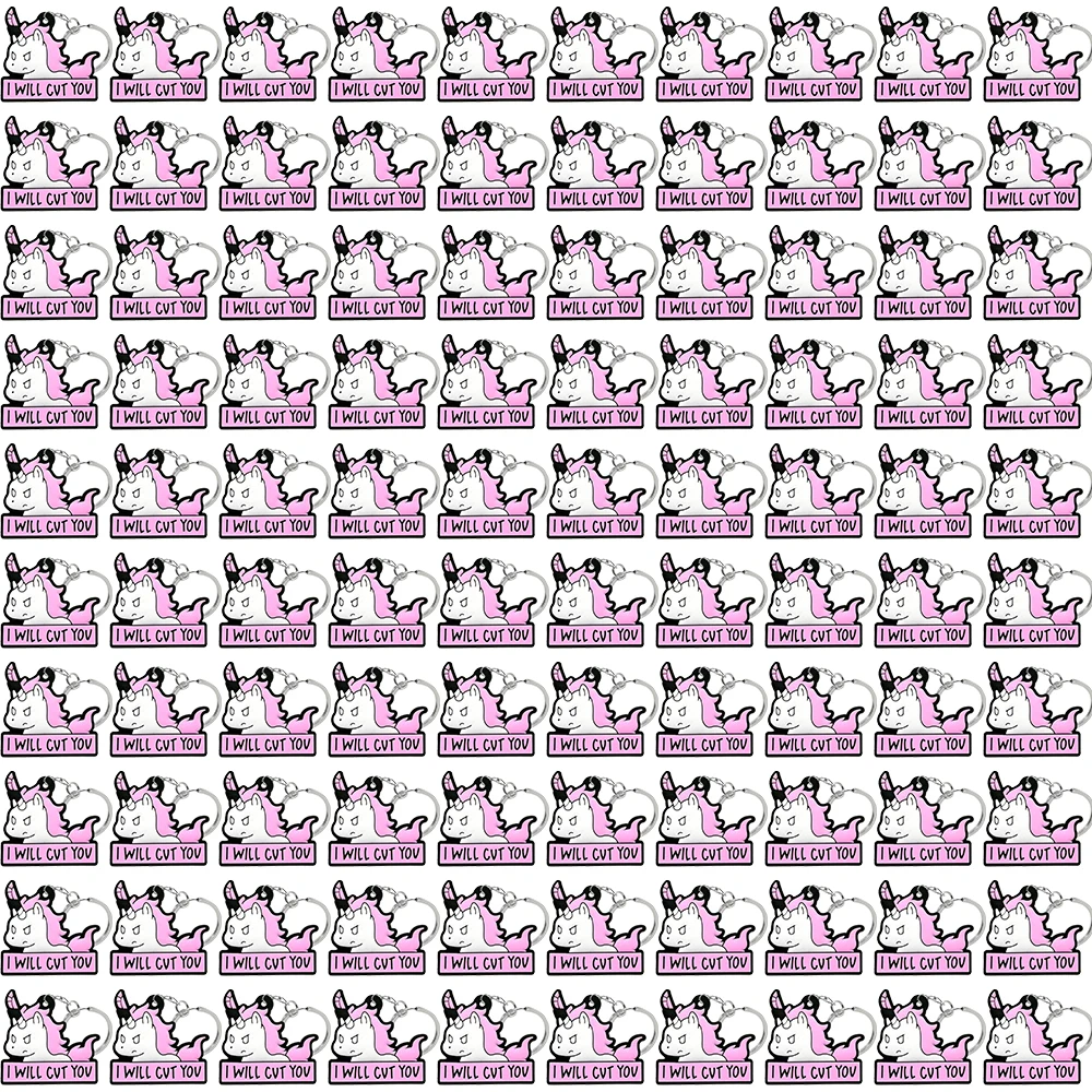 100 قطعة سلاسل المفاتيح يونيكورن لطيف للنساء الفتيات مفتاح الملحقات لحقيبة اليد الديكور كأس قلادة لطيف يونيكورن كيرينغ الهدايا #5