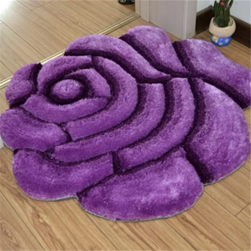 3D Three-dimensional Flower Pattern Floor Mat Soft Living Room Bedroom Anti Slip Foot Mat Simple Home Decoration Floor Mat