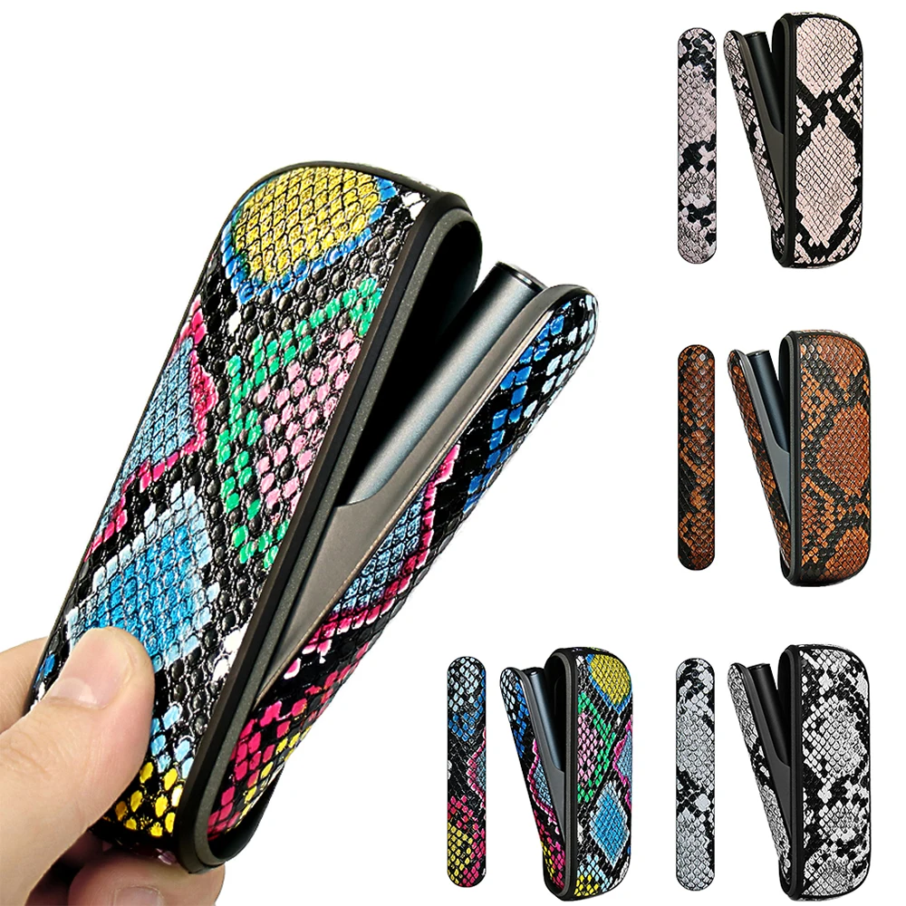 RUORUO 4 Colors Snakeskin pattern Door Cover+ Leather Case for IQOS ILUMA Funda Decoration Accessories Replaceable Cover