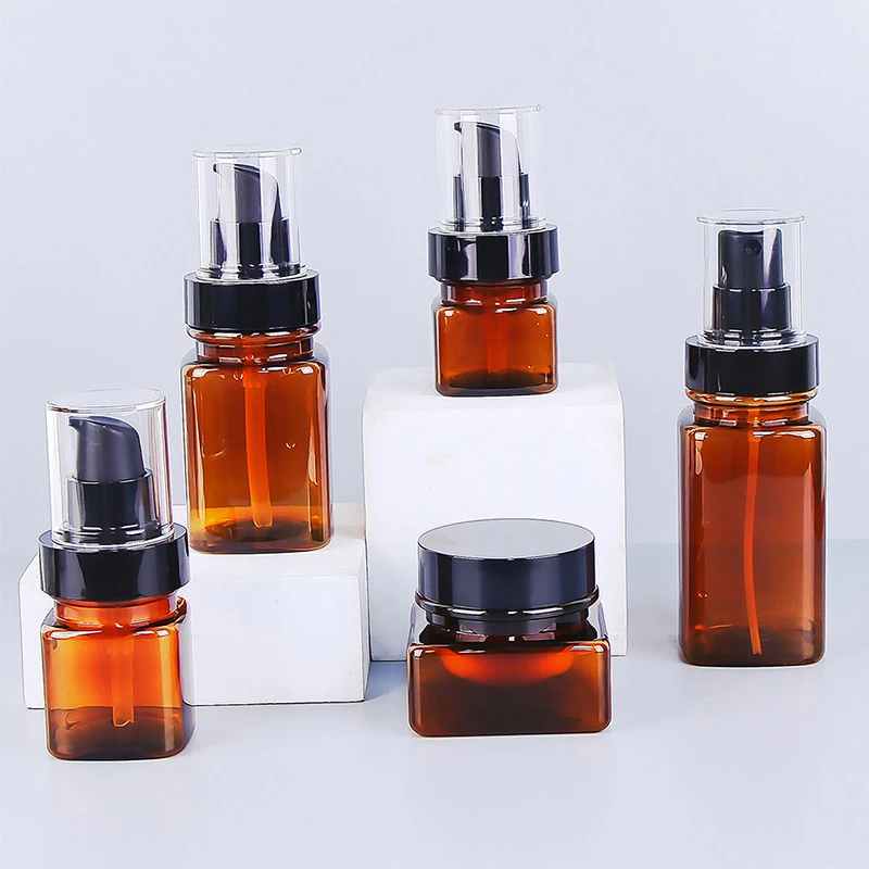 1개 빈 용기 30/50/70/100/120ml 스프레이 병 프레스 로션 브라운 병 빛 차단 액체 파운데이션 아이크림 용기 화장품