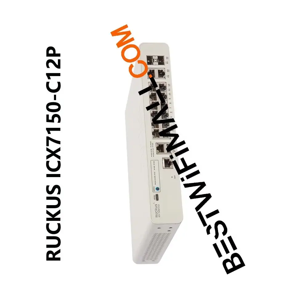 

RUCKUS NETWORKS ICX7150 POE Switch ICX7150-C12P-2X10GR 12x1GMbps RJ-45 PoE+ Port 124W PoE Dget 2x10GbE Uplink Stacking SFP SFP+