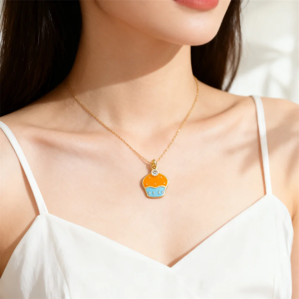 4 قطعة المعلقات النحاس الزركون المينا كب كيك سحر DIY بها بنفسك مجوهرات قلادة سوار ارتداء اليومي الإكسسوارات للرجال النساء #5