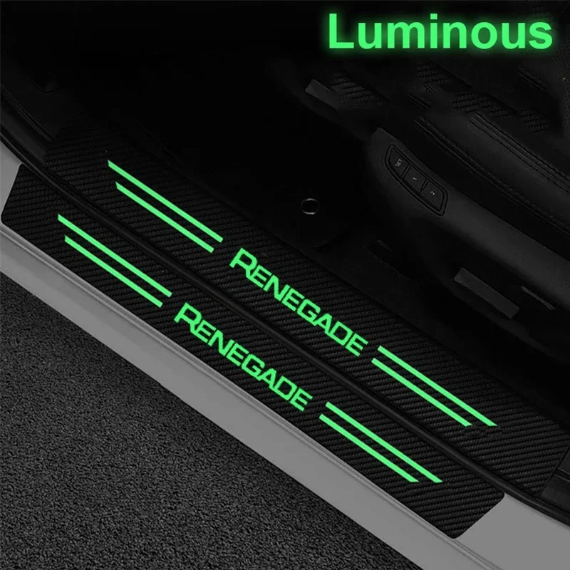 Luminous Car Interior Side Door Threshold Anti Scratch Stickers for Jeep Renegade Logo Trunk Tailgate Sill Decals Strip Tape