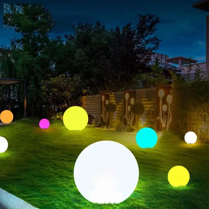 40/60cm LED Remote Control Inflatable Luminous Ball Landscape Decoration Garden Lawn Light Swimming Pool Toy Beach Decoration