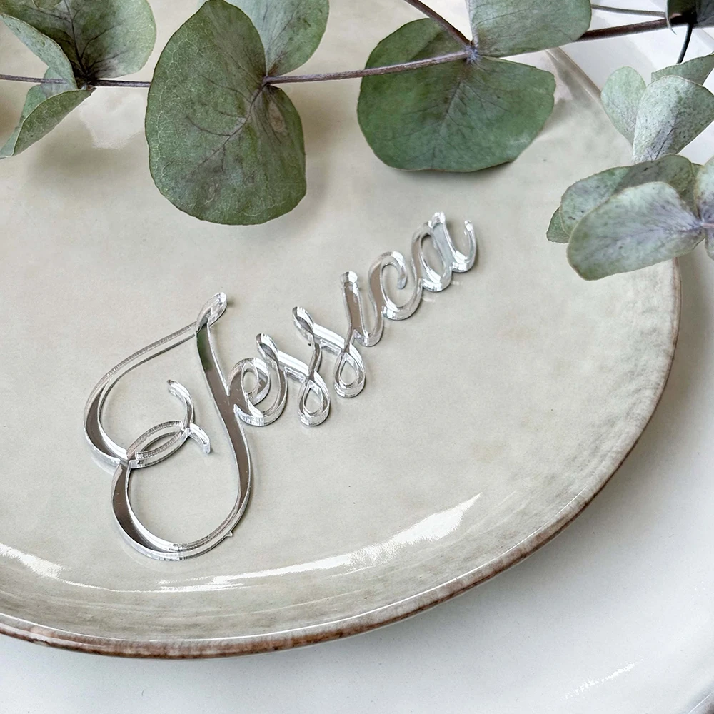 Customized Wedding Name Tags,Acrylic Name Place Cards,Birthday Place Setting,Table Decor for Wedding Party Souvenirs
