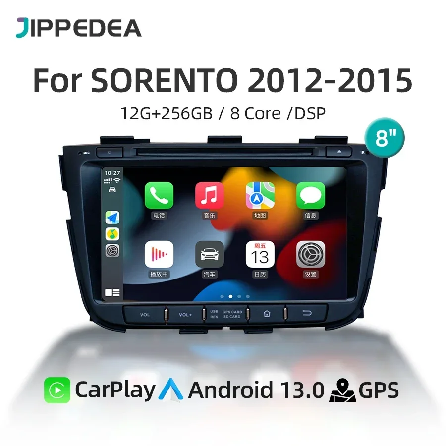 

Car Multimedia Player For KIA SORENTO 2012-2015 CarPlay Android 13.0 Qualcomm GPS Navigation 4G WiFi DSP Stereo Radio Head Unit