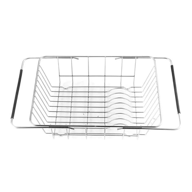 

Expandable Dish Drying Rack Drainer Plate Basket in Sink On Counter Storage Holder Stainless Steel