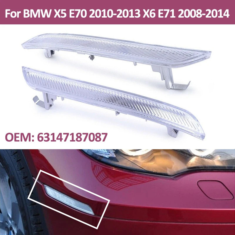 

Car Front Bumper Side Marker Reflector Lamp for BMW X5 E70 2010-2013 X6 E71 2008-2014 63147187087 63147187088