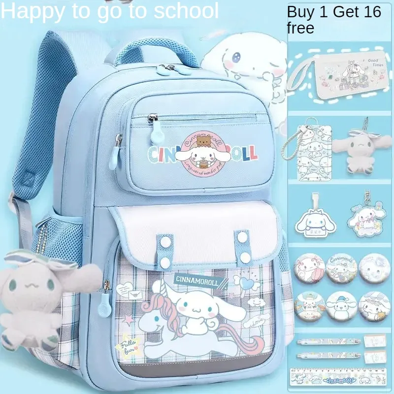 Sanrio Anime Cinnamoroll Backpacks for Children Kawaii Toys Large Capacity Girls Cute Lightweight Spine-Protective Backpack