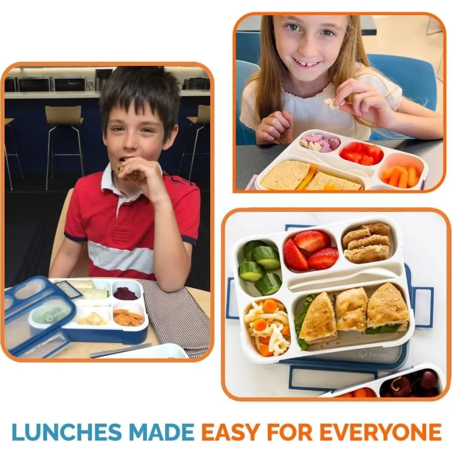 صندوق غداء بينتو حاويات غداء مانعة للتسرب للأولاد والبنات والكبار مع 6 مقصورات مثالية للرعاية النهارية المدرسية وتخطيط الوجبات