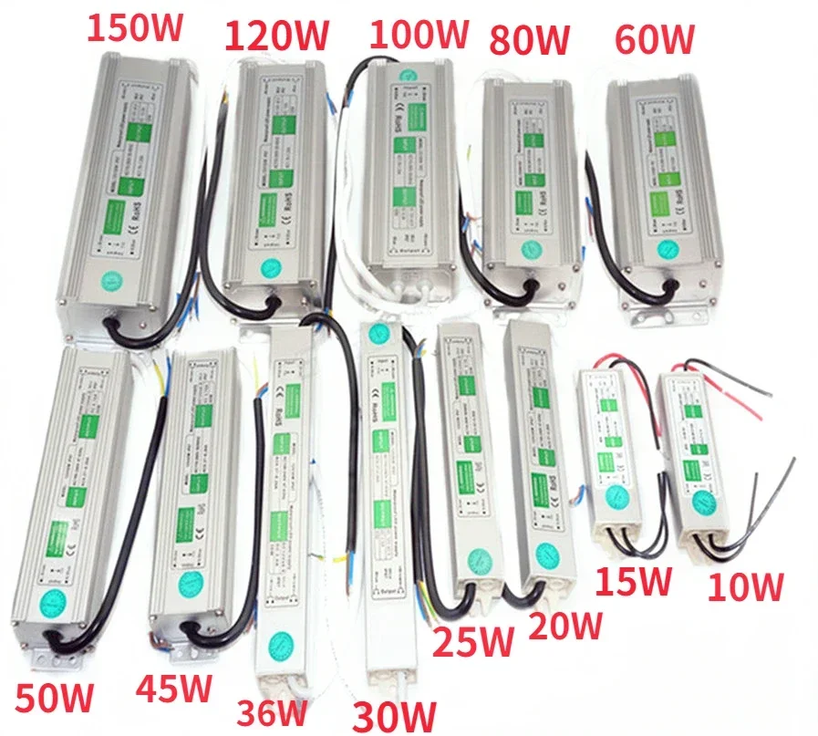 Imagem -04 - Impermeável Led Driver para Uso ao ar Livre Adaptador de Alimentação ac 110v 220v dc 12v 24v Ip67 10w 20w 30w 50w 60w 100w 150w Novo